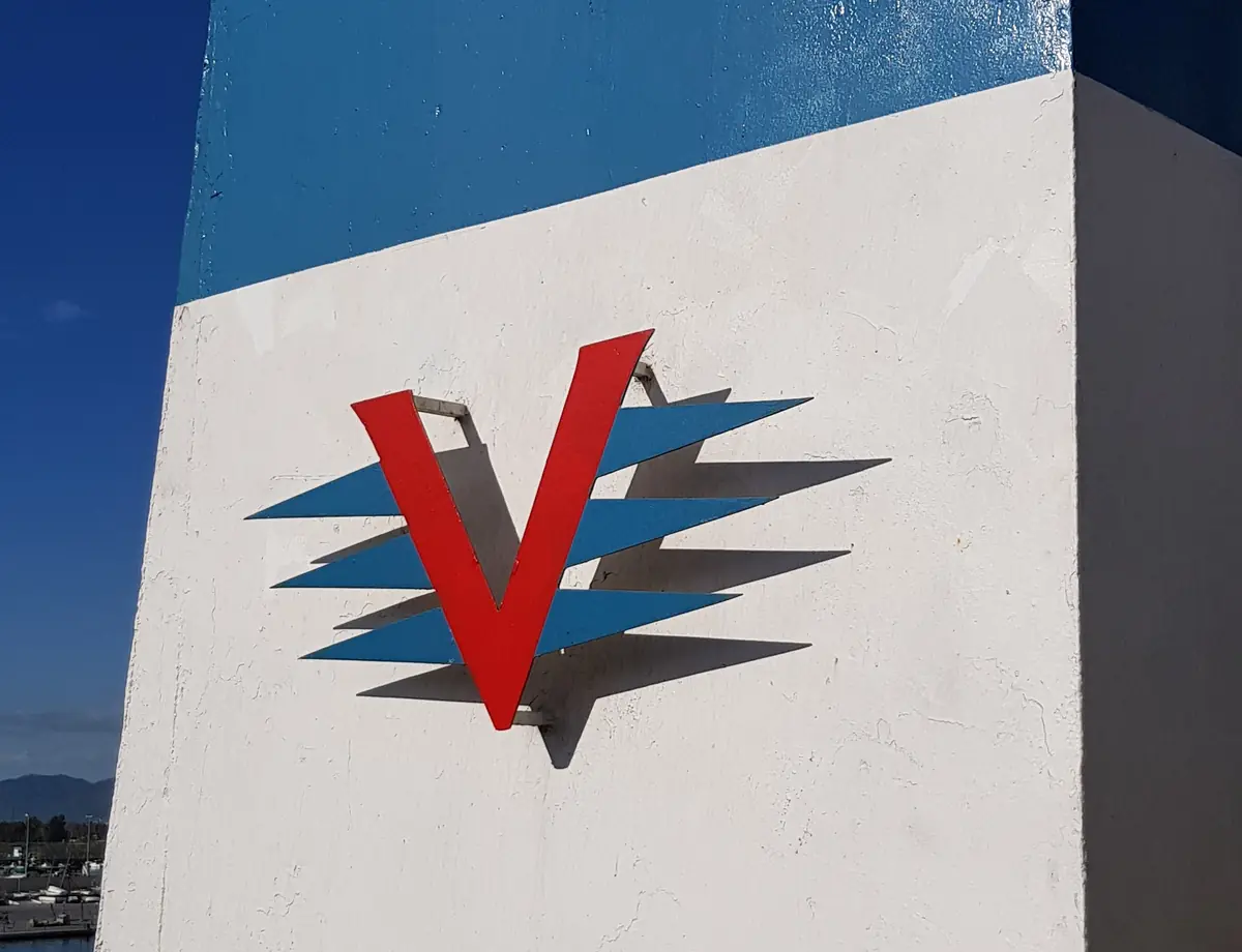 The Victoria Maritime V emblem painted on a ship’s funnel